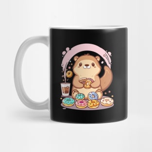 Kawaii sea otter eating donut Mug